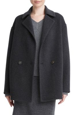 Vince Recycled Wool Blend Car Coat in Heather Charcoal