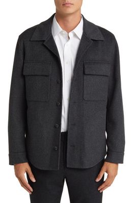 Vince Recycled Wool Blend Shirt Jacket in Heather Black