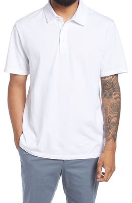 Vince Regular Fit Garment Dyed Cotton Polo in Optic White