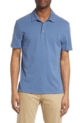 Vince Regular Fit Garment Dyed Cotton Polo in Smoke Blue
