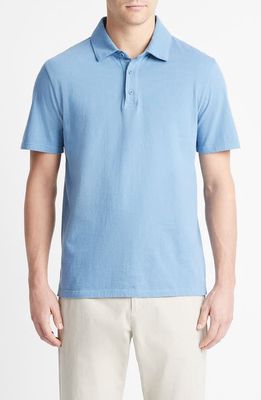 Vince Regular Fit Garment Dyed Cotton Polo in Washed Lake View