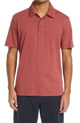 Vince Regular Fit Garment Dyed Cotton Polo in Washed Wild Barberry