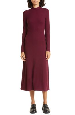 Vince Rib Mock Neck Long Sleeve Knit Dress in Cassis