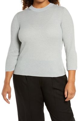 Vince Ribbed Cotton Sweater in Mist/Sea Stone