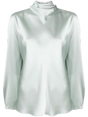 Vince ruched silk satin blouse - Green