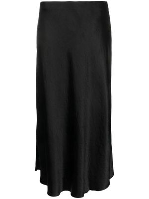 Vince satin-finish draped midi skirt - Black