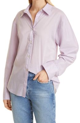 Vince Sculpted Cotton Voile Button-Up Shirt in Dark Violetta