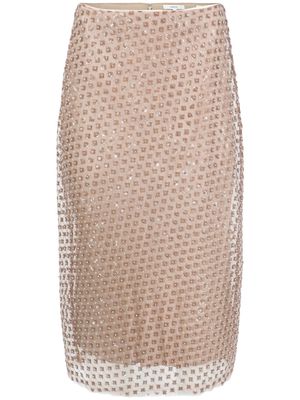 Vince sequin-embellished double-layer straight skirt - Neutrals