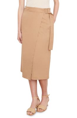 Vince Side Buckle Linen Blend Wrap Skirt in Sandshell