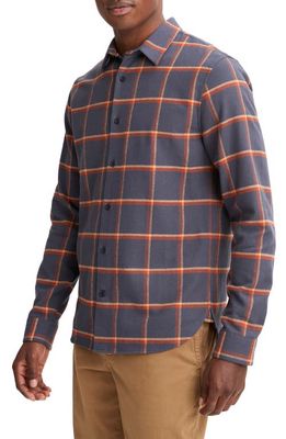 Vince Skipton Plaid Flannel Button-Up Shirt in Night Storm/Rust Amber