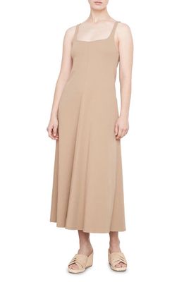 Vince Sleeveless Stretch Cotton Trapeze Dress in Shale