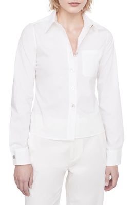 Vince Slim Fit Cotton Blend Button-Up Shirt in Optic White