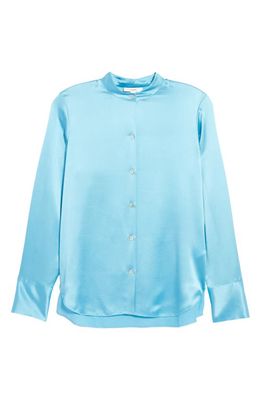 Vince Slim Fit Silk Button-Up Shirt in Fountain