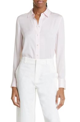 Vince Slim Fit Stretch Silk Blouse in Rosewater