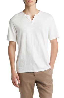 Vince Slub Split Neck T-Shirt in Off White