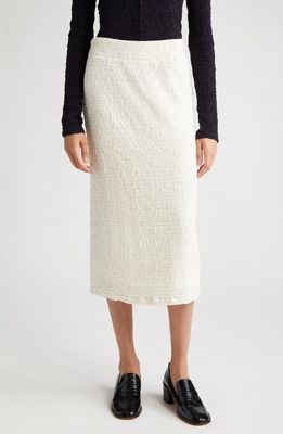 Vince Smocked Cotton Blend Midi Skirt in Gesso