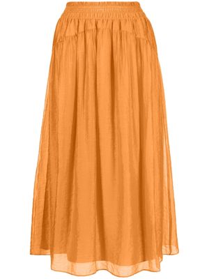 Vince smocked-waist high-waisted skirt - Orange