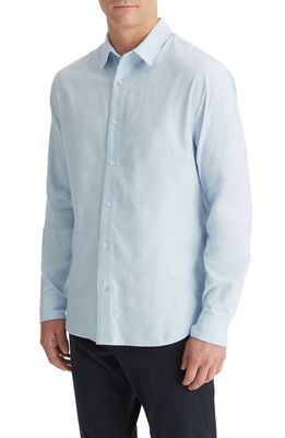 Vince Solid Stretch Button-Up Shirt in Heather Dusty Sky