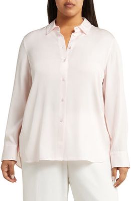 Vince Stretch Silk Button-Up Shirt in Rosewater