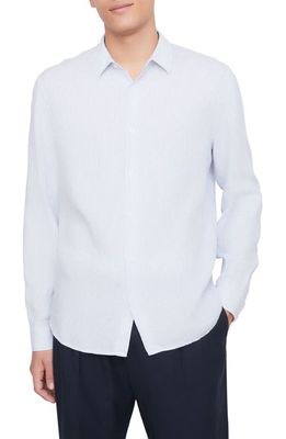 Vince Stripe Linen Button-Up Shirt in Rivera/Off White