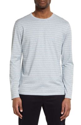 Vince Stripe Long Sleeve Slub T-Shirt in Light Blue Line/Coastal