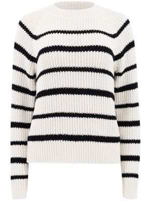 Vince striped ribbed-knit jumper - White
