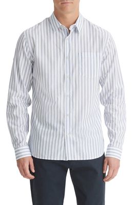 Vince Surf Stripe Button-Up Shirt in Optic White/Royal Blue