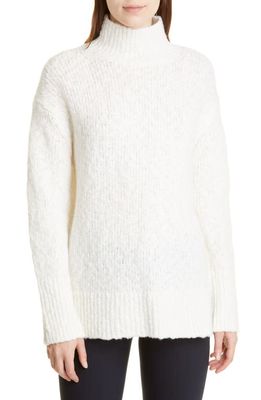 Vince Turtleneck Wool Blend Tunic Sweater in Cream