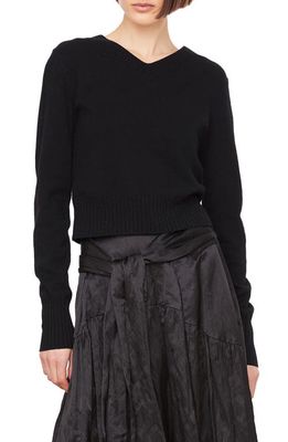 Vince V-Neck Wool & Cashmere Crop Sweater in Black