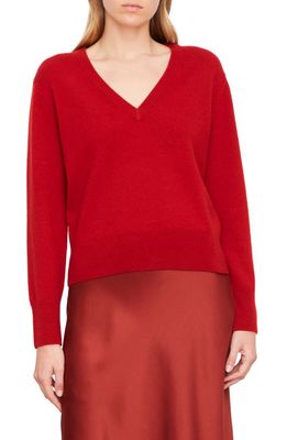 Vince V-Neck Wool & Cashmere Sweater in Sangria