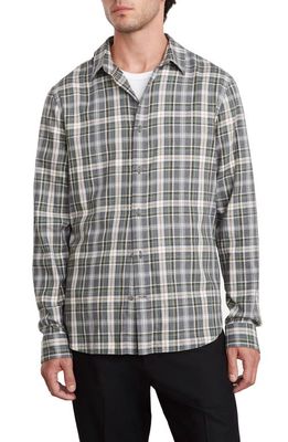 Vince Weeknight Plaid Flannel Button-Up Shirt in Med H Grey