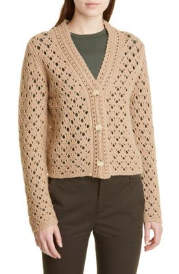 Vince Wool & Cashmere Crochet Cardigan in Amber Light
