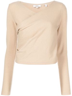 Vince wrap-front knitted top - Brown