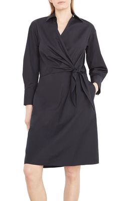 Vince Wrap Front Long Sleeve Cotton Shirtdress in Marina