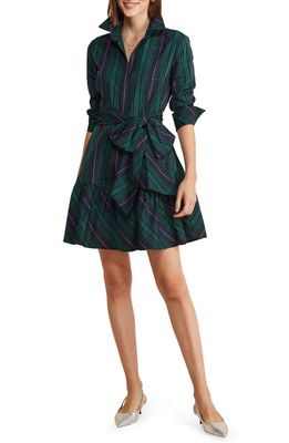 vineyard vines Black Watch Tartan Long Sleeve Taffeta Shirtdress in Blackwatch Pink Pop