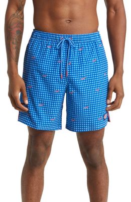 vineyard vines Chappy Print Stretch REPREVE Recycled Polyester Swim Trunks in Flag - Ocean Breeze
