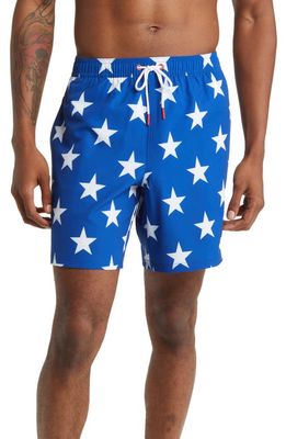 vineyard vines Chappy Print Stretch REPREVE Recycled Polyester Swim Trunks in Star Captains Blue