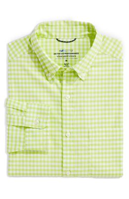 vineyard vines Classic Fit On-The-Go brrrº Gingham Button-Down Shirt in Wild Lime 