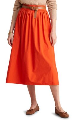 vineyard vines Cotton Stretch Poplin Midi Skirt in Cocktail Sauce