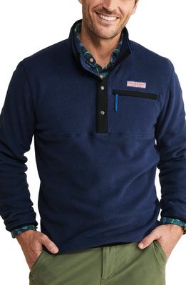 vineyard vines Harbor Fleece Half Snap Pullover in Nautical Navy