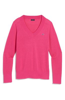 vineyard vines Heritage V-Neck Cotton Sweater in Sweet Taffy