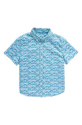 vineyard vines Kids' Fish Print Stretch Short Sleeve Button-Down Shirt in A389 Cryst