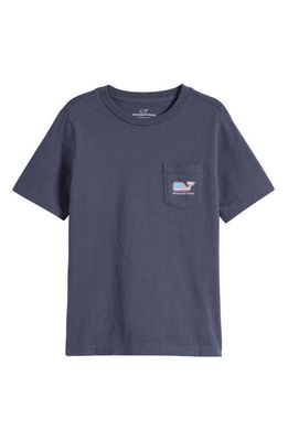 vineyard vines Kids' Flag Whale Graphic Pocket T-Shirt in Vineyard Navy