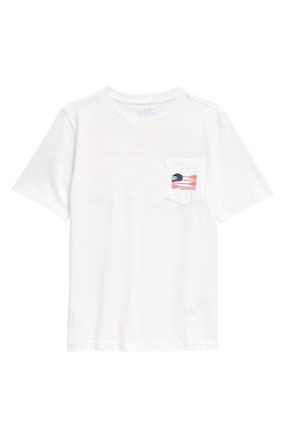 vineyard vines Kids' Lacrosse Flag Cotton Graphic Pocket T-Shirt in 100 White