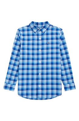 vineyard vines Kids' On-The-Go Plaid Button-Down Shirt in Jake Blue V3