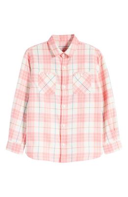 vineyard vines Kids' Plaid Flannel Button-Up Shirt in Mist Pind Plaid