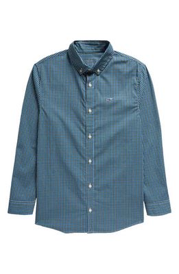 vineyard vines Kids' Plaid Poplin Button-Up Shirt in Chk Hull Blue