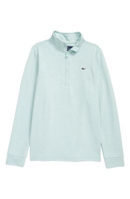 vineyard vines Kids' Saltwater Quarter Zip Performance Pullover in Aqua Sky