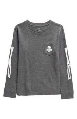 vineyard vines Kids' Skull & Bones Glow in the Dark Cotton Graphic T-Shirt in Dark Gray Heather