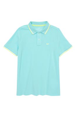 vineyard vines Kids' Tipped Pique Cotton Polo in Caicos
